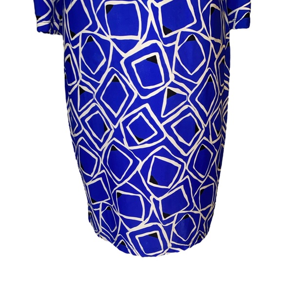 Jude Connally Off the Shoulder Royal Blue White Geometric Print Dress - XL - Picture 3 of 9